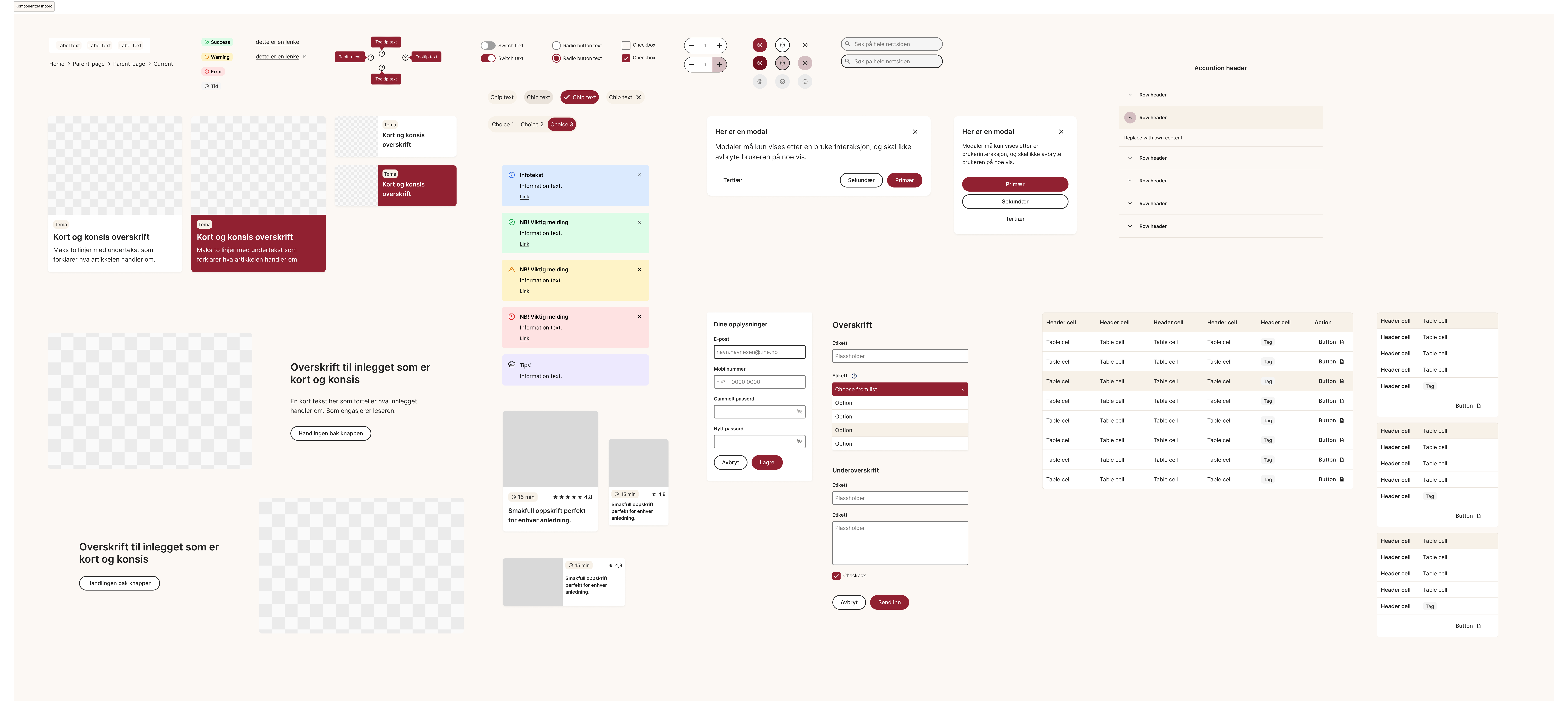 Collage of Fjordland design elements in the design system KREM by TINE.