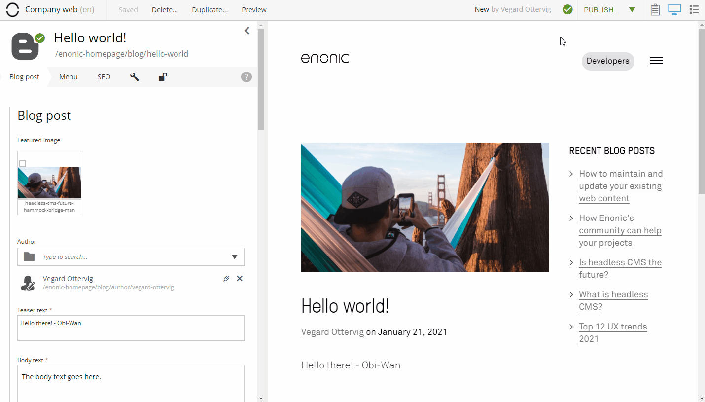 enonic-blog-scheduling