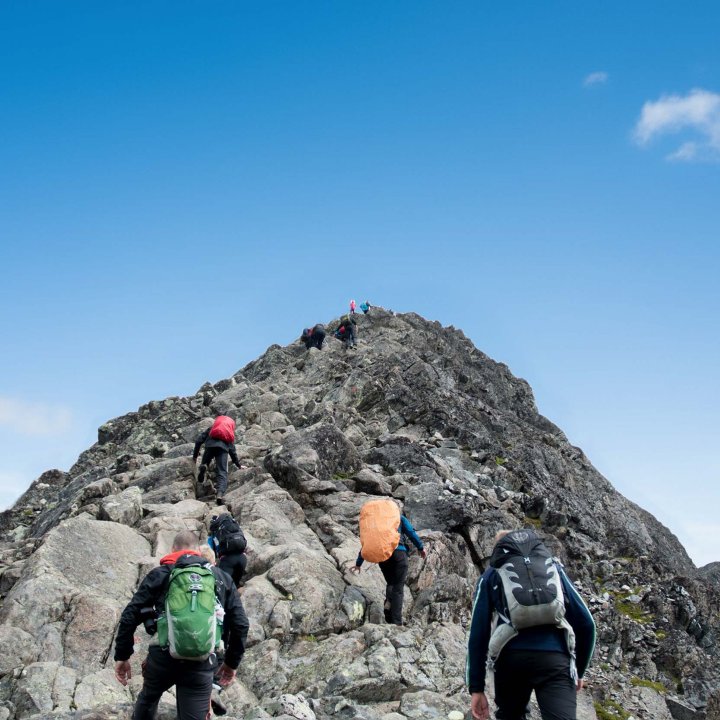 Mountain Climbers People Blue Sky