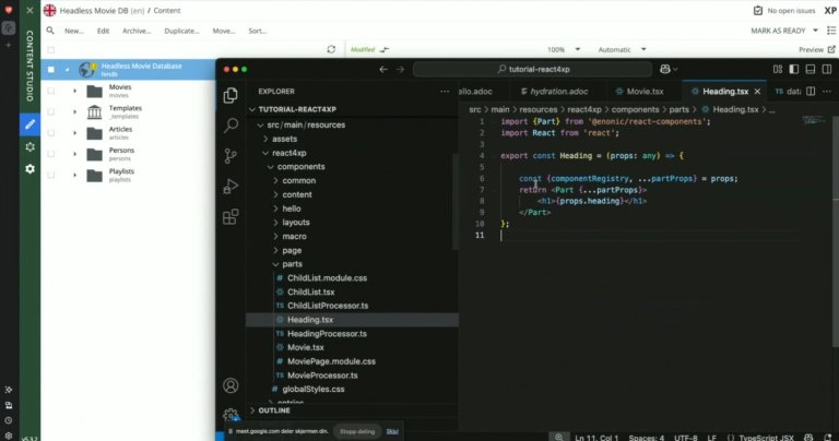 Skjermbilde av en live demo av React4XP.