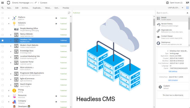 Enonic Platform Features Content Studio Interface