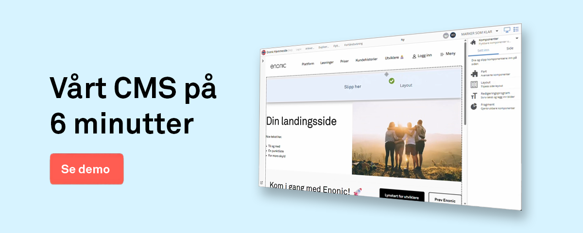 Skjermbilde av "Se demo av Content Studio".