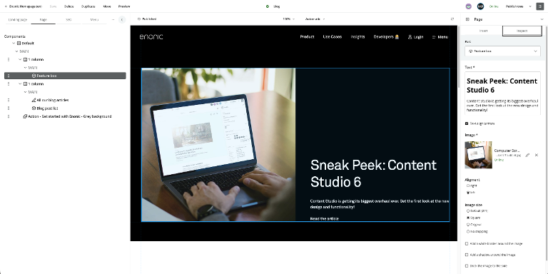 Content Studio-sidebygger