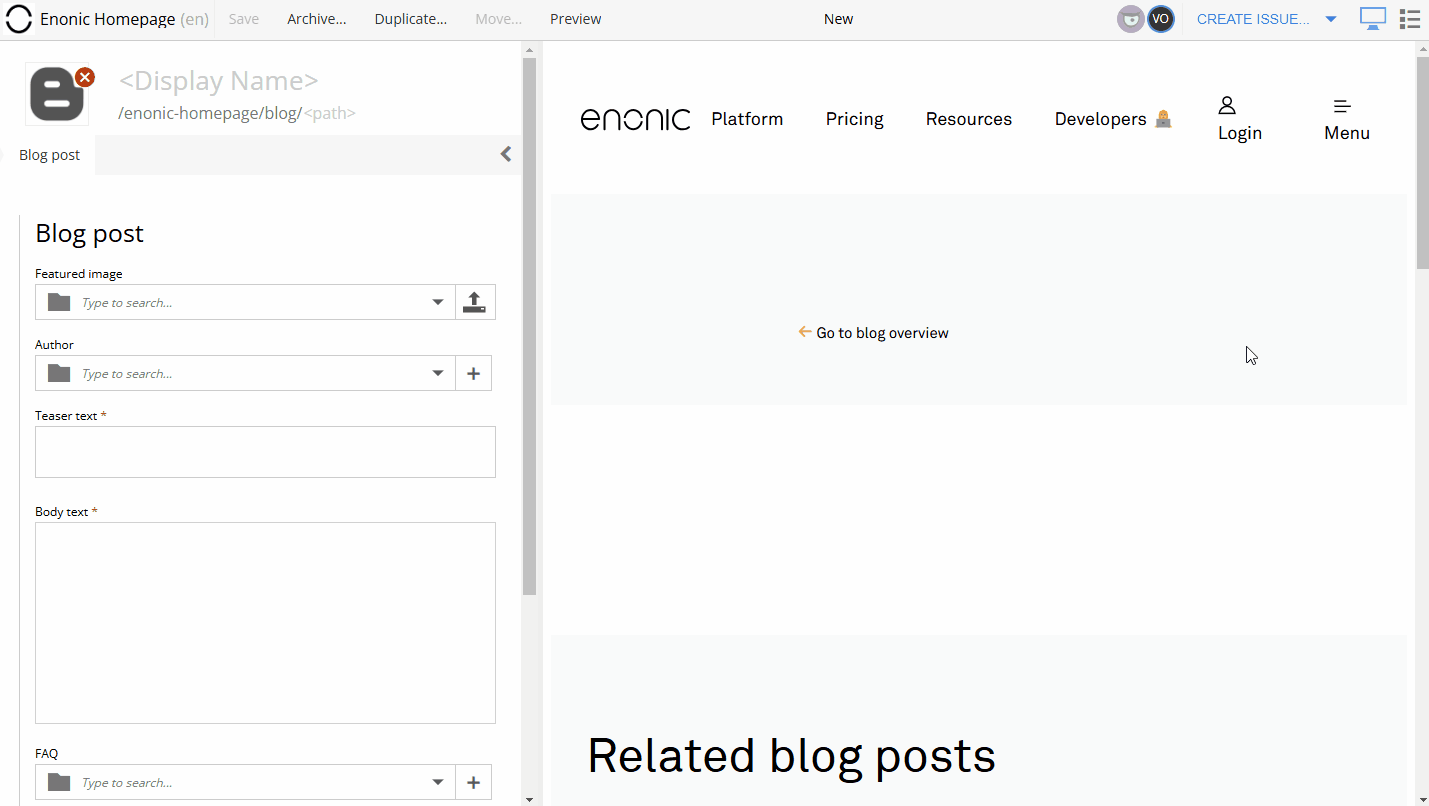 Skjermopptak av hvordan AI Content Operator genererer tekst i Enonic Content Studio.