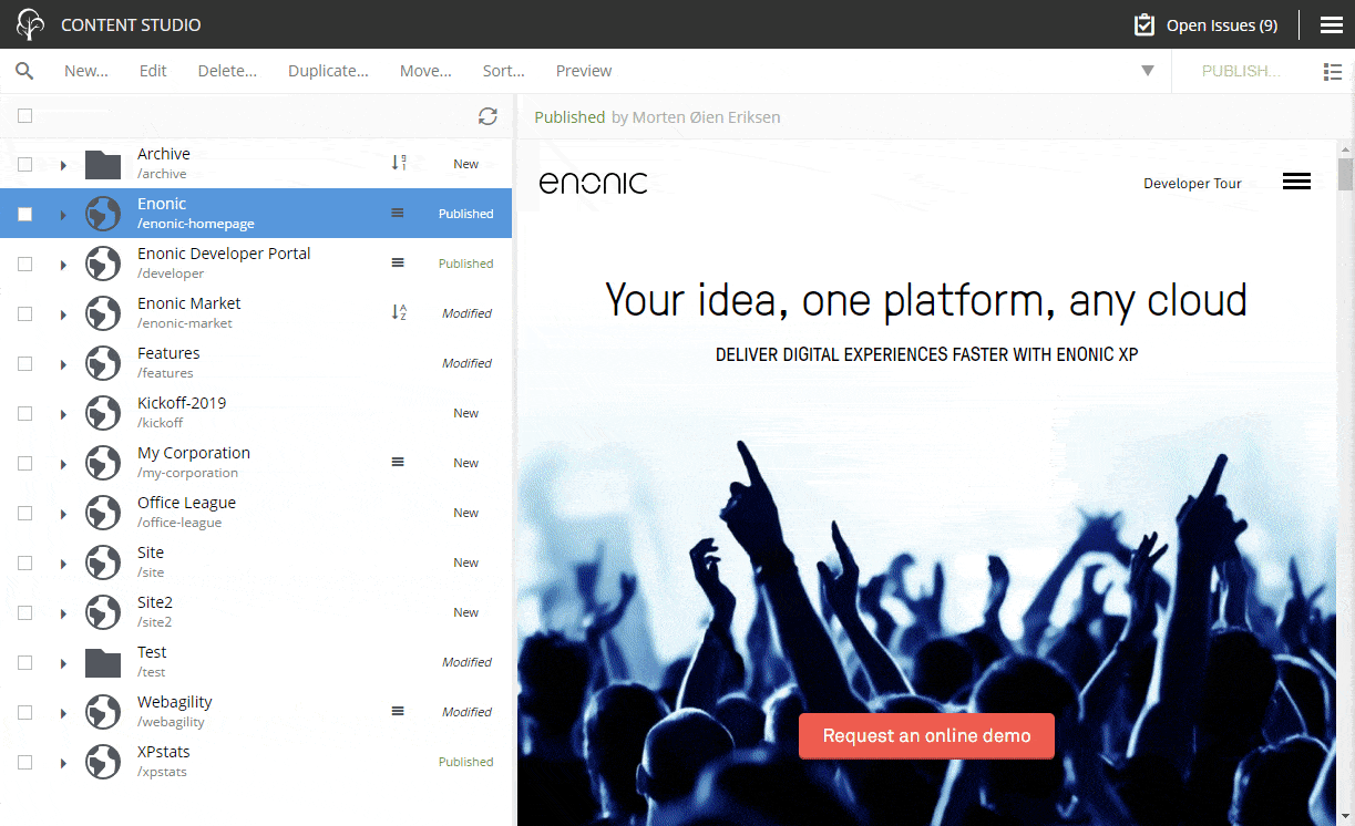 Enonic XP publishing demo