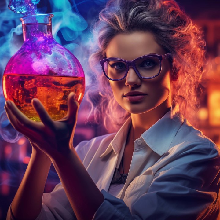 Woman Scientist Lab Flask Secret Ingredient