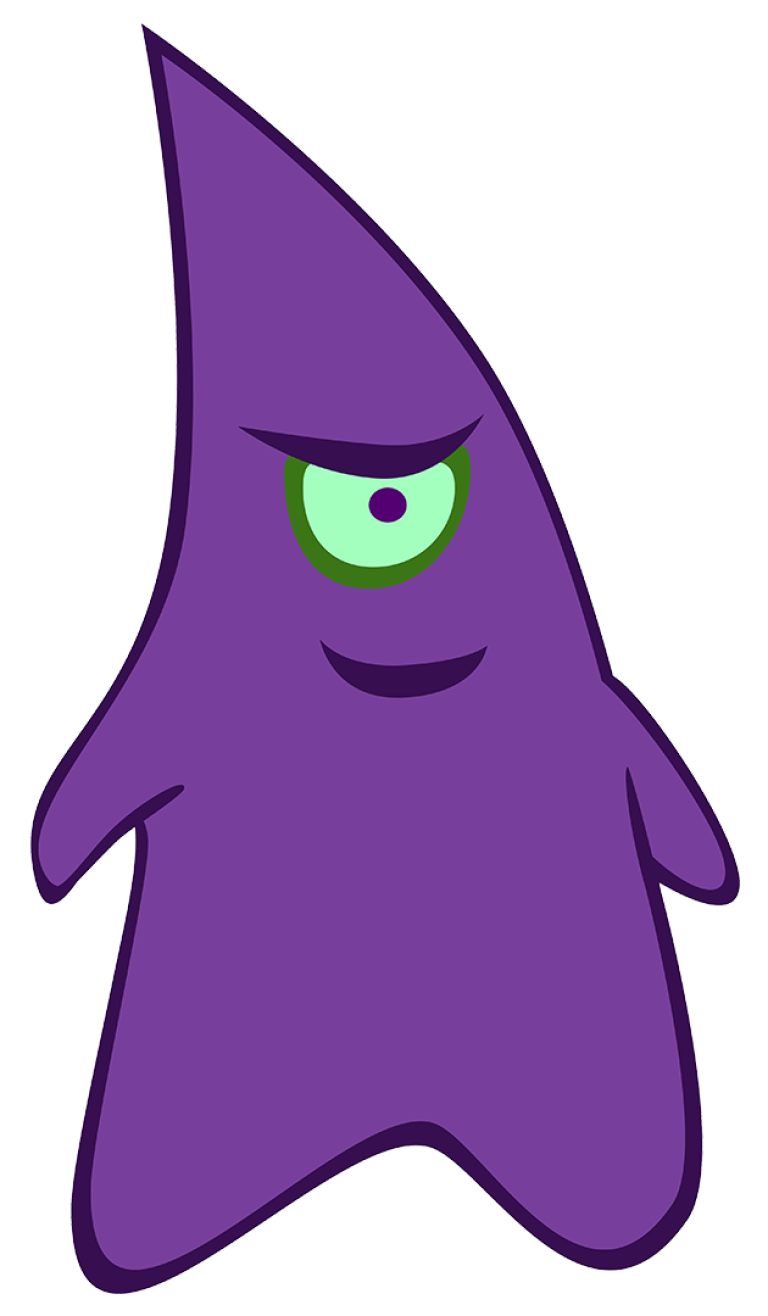 A purple mascot called Juke.