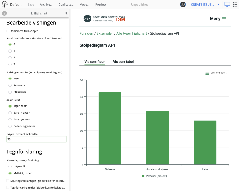 Screenshot of Content Studio editor of visual graphs.
