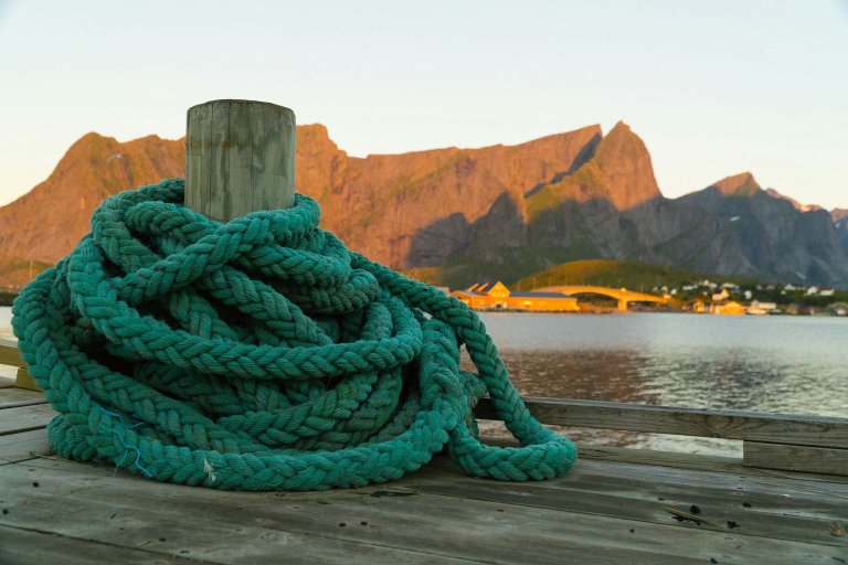 Rope bundle on a dock.