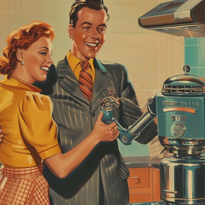 Man Woman Robot Kitchen CMS Technology Trends