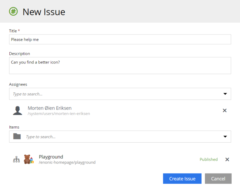 Screengrab of the Issues system in Content Studio.