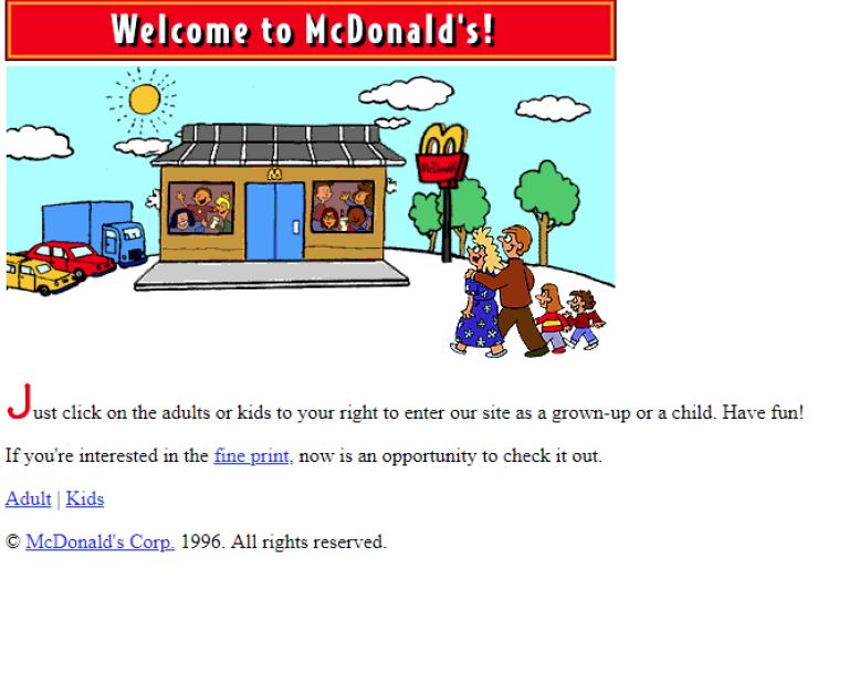 McDonalds website in 1996.
