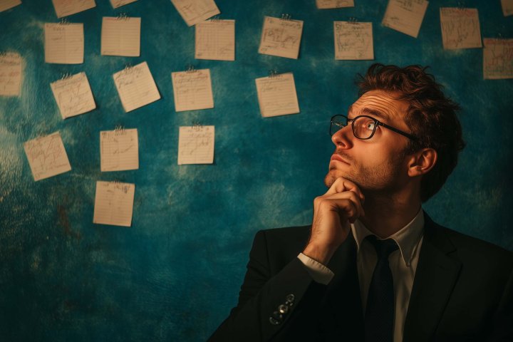 Man Troubled Checklist Post-it CMS Procurement
