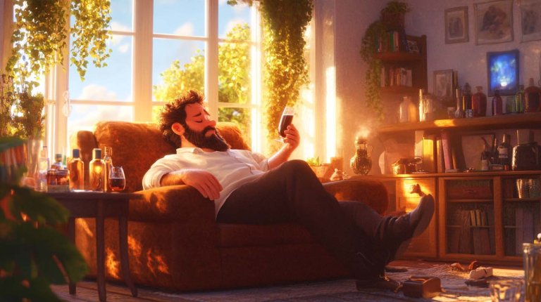 Lazy man sitting on a couch.
