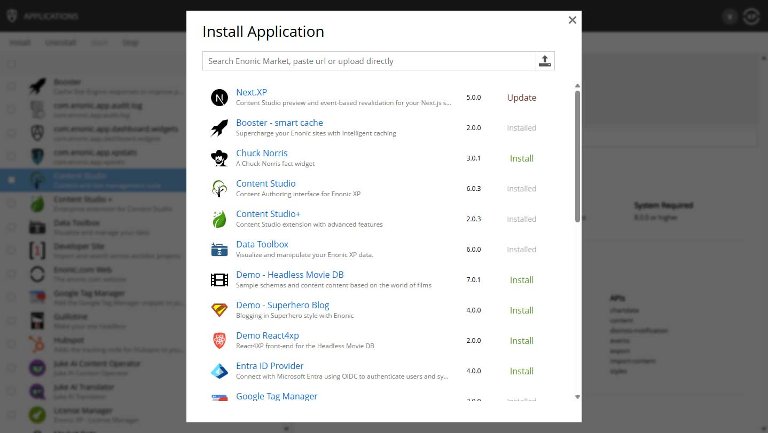 Enonic Market features verified applications, add-ons, and integrations.