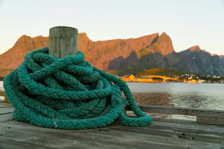 Rope bundle on a dock.