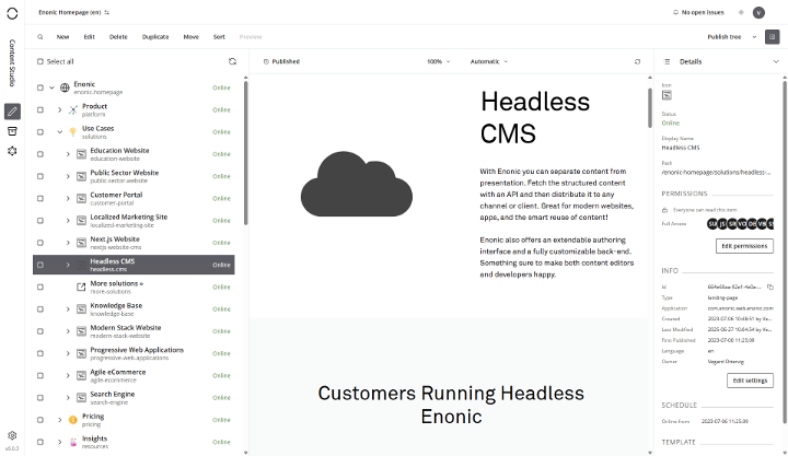 Enonic Platform Features Content Studio Interface